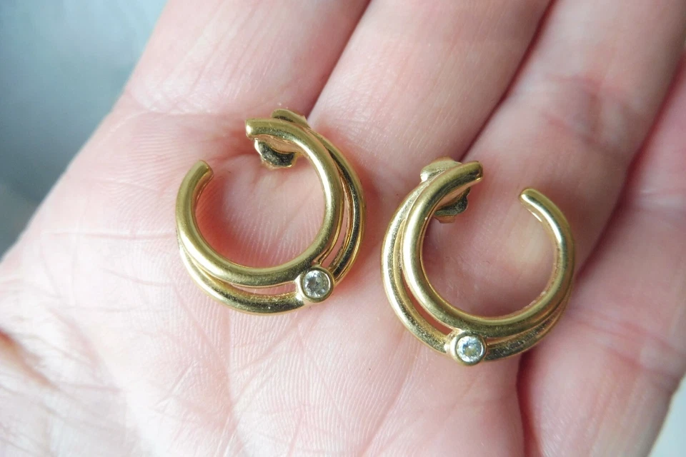 Pendientes Pierre Lang / Pendientes chapados en oro con piedras Foto 4 de 4