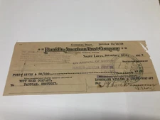 Saint Louis Franklin - American Trust Co. Vintage Check 1928