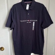 Tommy Hilfiger Men Regular Fit Stretch Polo shirt size M Navy New With Tag