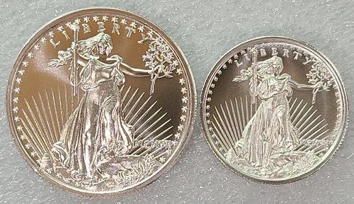 Saint Gaudens Lot of 2 High Relief 1oz Silver Proof-Like Gem BU Tribute Rounds