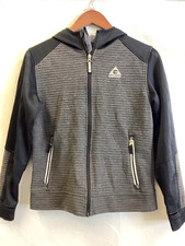 Gerry Boys Long Sleeve Fleece Hooded Zip Jacket Shirt Black Grey sz M 10-12