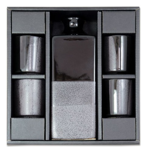 5-teiliges Japan Sake Set Schwarz YUNA | Traditionell Servierset Keramik - Bild 3 von 6