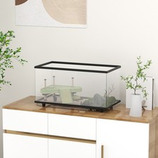 50L Turtle Tank, Glass Turtle Aquarium with Basking Platform, Easy Drainage