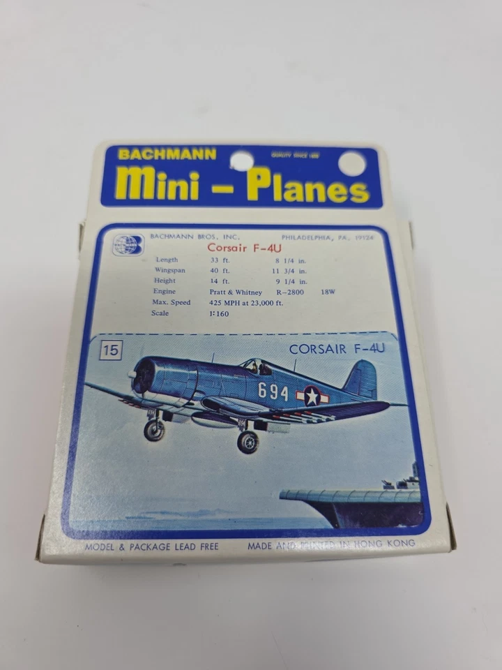 Мини-самолеты Bachmann No15 Corsair F-4U масштаб 1:160 — винтажные литые 8315 новые из старых запасов  - Изображение 3 из 4