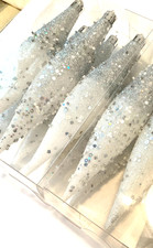 Icicles Silver Shatterproof Beaded Glittered Christmas Ornaments 12 pc.