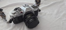 Canon AV-1 SLR, flash focale, custodia