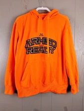 RealTree Hoodie Mens L Orange Pullover Fleece Workwear Armed Ready Distressed