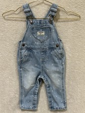 OshKosh B  gosh Baby Girl Overalls Denim Heart Print Blue Size 12 Months