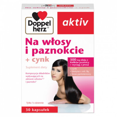 Doppelherz Activ Per capelli e unghie + capsule di zinco, 30 pezzi.