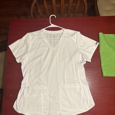 Med Couture Touch 7459 Women's White V-Neck Shirttail Scrub Top