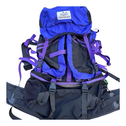 Vintage Gregory Large Hiking Camping Backpack Blue Black Purple - Picture 2 of 24