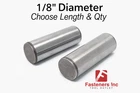 1/8" Dowel Pins Thru Hardened Alloy Plain (Choose Length & Quantity)