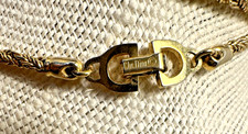Christian Dior Vintage 32" Gold Plated Necklace Twisted Braid Chain CD clasp