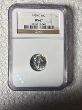 1939-D 10c MS67 NGC 