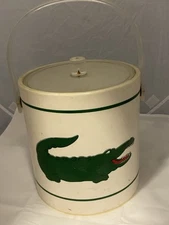 Vintage 80s Cera Ice Bucket W/Lid Wine Chiller Alligator Gators Barware HTF