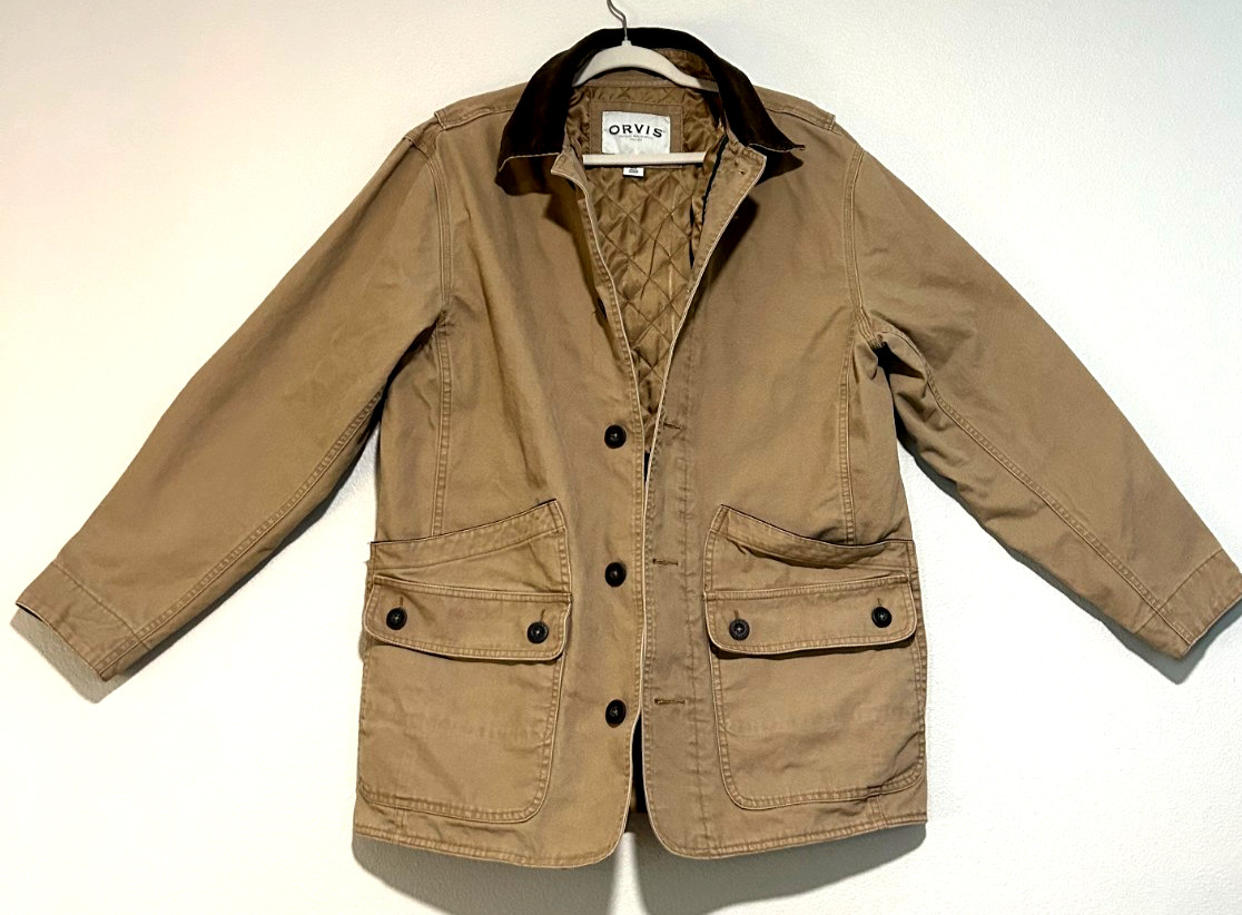 Orvis Barn Chore Coat Jacket Mens Med Corduroy Collar Quilt Lined Field Utility