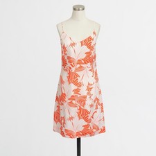 NWT J. Crew Racerback Sheath Dress Vacation Orange Tropical Leaf Print Dress 0