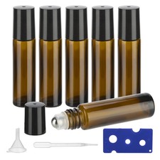 10ML Essential Oil Roller Bottles, 6 Pack Amber Oil Roller Bottles for Essential