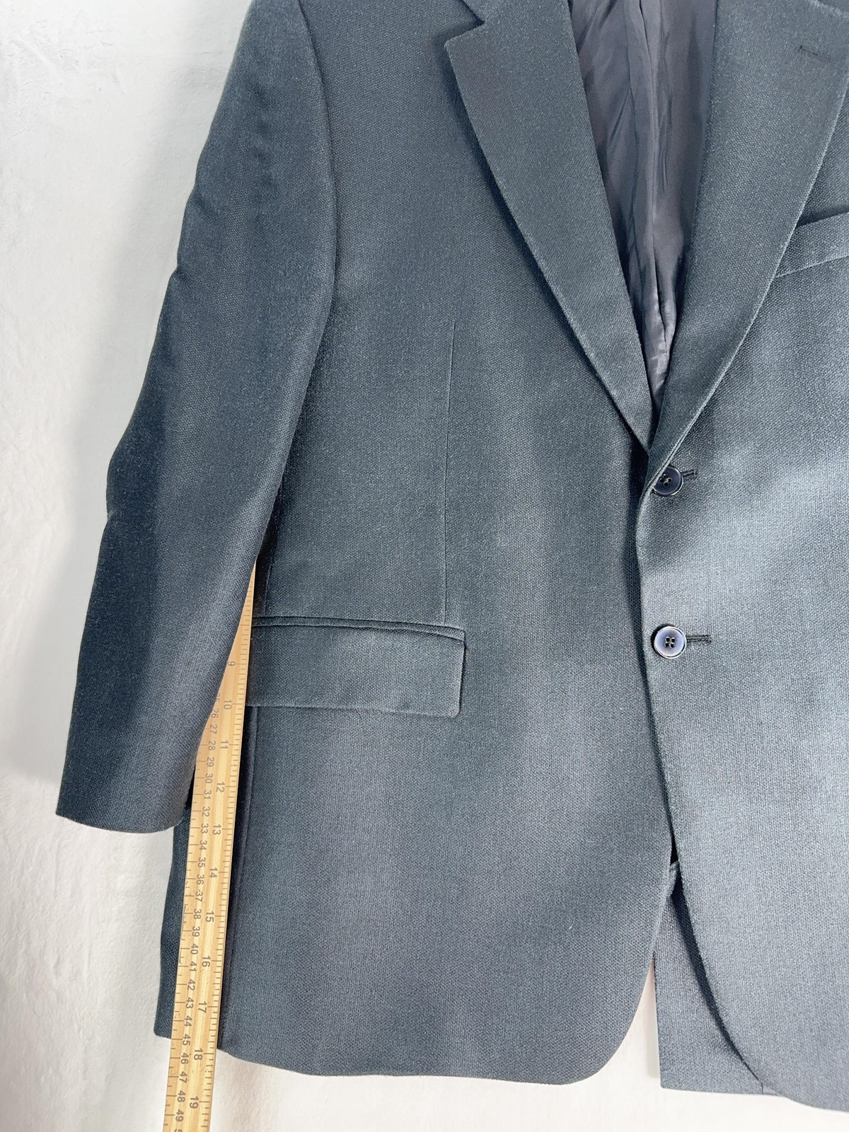 Chaps Blazer Mens 44 Short Gray Solid Two Button … - image 3