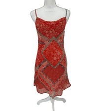 Lulu's Orange Paisley Knee-Length Slip Dress Sz Medium