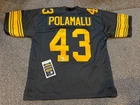 TROY POLAMALU PITTSBURGH STEELERS #43 SIGNED FOOTBALL JERSEY XL  JSA 894