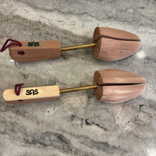 Pair SAS Shoe Tree Wood Split Toe Cedar Shoe Stretcher Adjustable Insert - Large