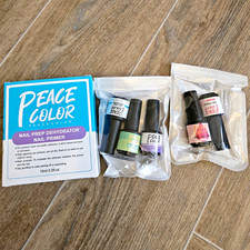 PEACE COLOR Nail Prep Dehydrator & Nail Primer Set 15ml w/ Cuticle Oil Tape