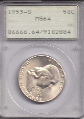 PCGS MS64 1953 S Ben Franklin half dollar