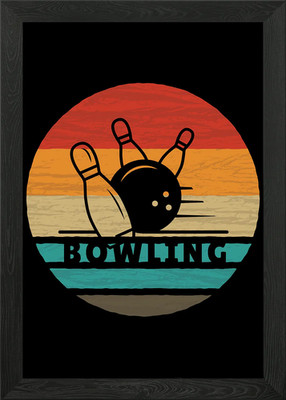 Bowling Retro Vintage gerahmtes Wandbild Poster Leinwanddruck Bild