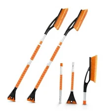  43" Ice Scrapers for Car Windshield Extendable | 3 Parts Detachable Orange
