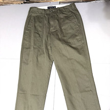 Abercrombie & Fitch Loose Fit Herringbone Pants Trousers 30 32 30 Military Olive