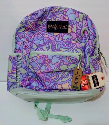 JanSport Cross Town Plus 17'' Backpack Fluid Floral Pastel Lilac - NEW NWT