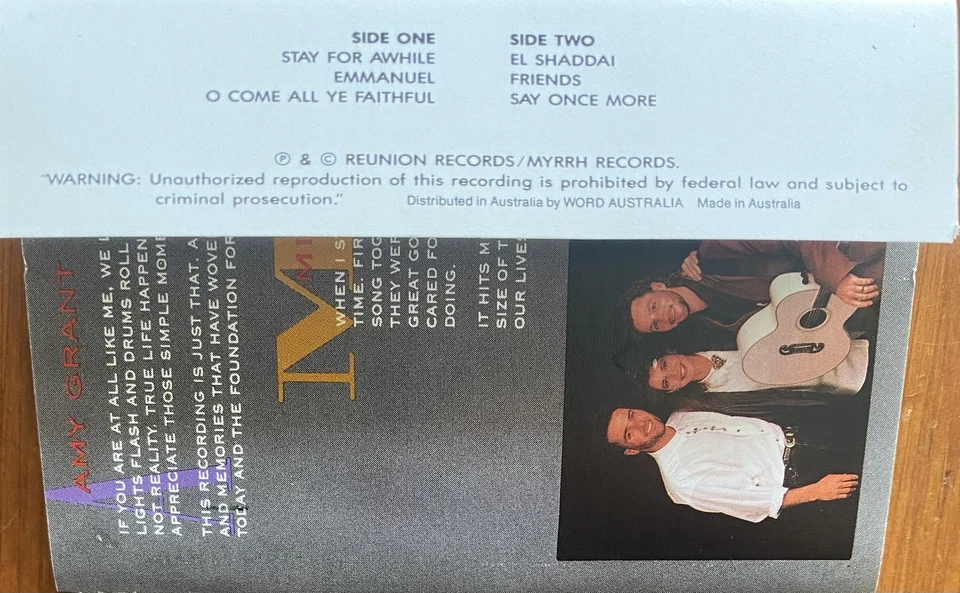 Amy Grant, Michael W Smith and Gary Chapman A Moment In Time Australian Cassette - Image 2 of 4