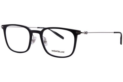 Mont Blanc MB0100O 009 Eyeglasses Men's Black/Silver Full Rim Rectangle 52mm