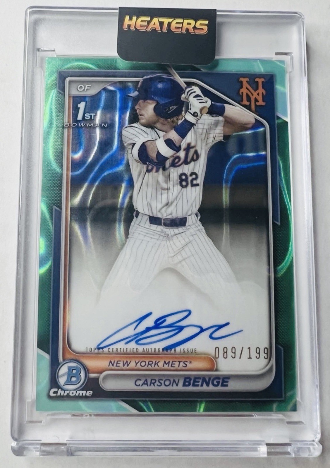 Carson Benge 2024 Bowman Draft Chrome Aqua Lava Refractor 1st Bowman Auto /199