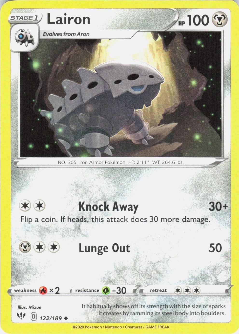 Lairon 122/189 Darkness Ablaze Uncommon NM Pokemon TCG