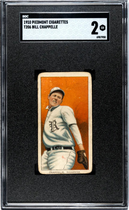 1909 T206 BILL CHAPPELLE NNO GOOD PIEDMONT 350 SGC 2 BASEBALL ROCHESTER BRONCOS