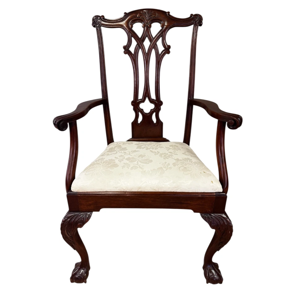 Antiguo juego de 6 sillas de comedor Chippendale de caoba, años 20 #22480 Foto 4 de 4