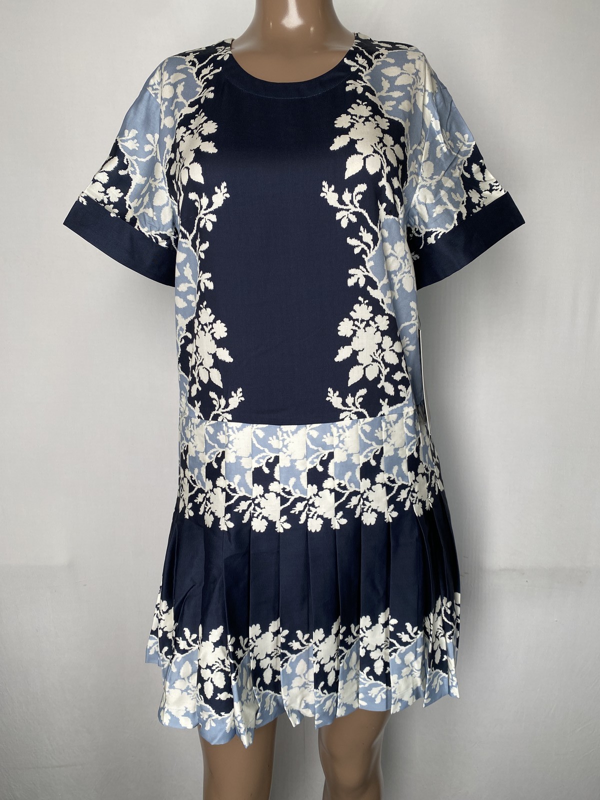 Tuckernuck Womens Mini Dress Blue Multi Size XS Fog Pleated Liza Floral Tencel