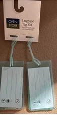Open Story Rubber Luggage Tags 2 pack Clear Green In Color Traveling