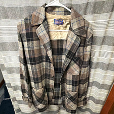 Vintage Pendleton Men s S 100 Virgin Wool Plaid Blazer Sport Coat USA Flaws