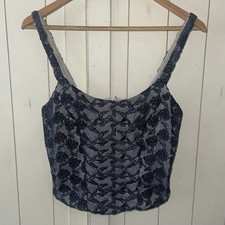 FLORA NIKROOZ Womens VINTAGE CORSET BUSTIER LACE MESH LINGERIE w/ boning