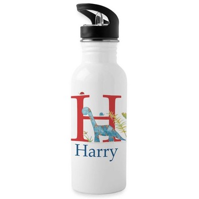 Personalisierte Dinosaurier Schulflasche - Individuelle Jungen Wassersportflasche - Strohhalmdeckel
