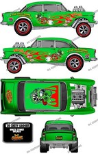 55 CHEVY GASSER WHITE TONER DECALS RAT F1NK A1