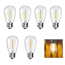 6PCS LED Filament Bulbs E27 1W-2W 110V/220V Warm White S14 String Lights