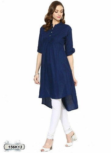 Women's Cotton Navy Blue Kurti Designer 