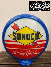 SUNOCO RACING GASOLINE Reproduction 13.5" Gas Pump Globe - (Blue Body)