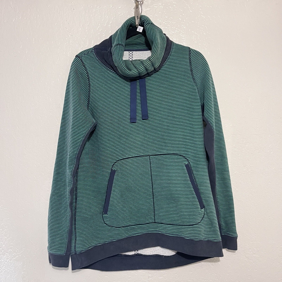 Lululemon Avenue Pullover Hyper Stripe Green Bean Heathered Inkwell Size  Large
