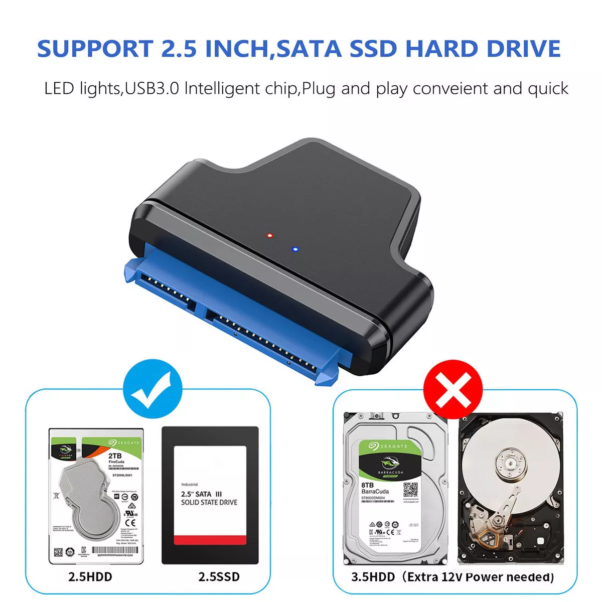 SATA 7+15 22Pin to USB 3.0 B Adapter for 2.5 Inch External HDD SSD | eBay