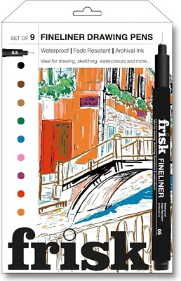 Frisk Fineliner Zeichenstifte - 9er Set farbige 05 Zeichenstifte